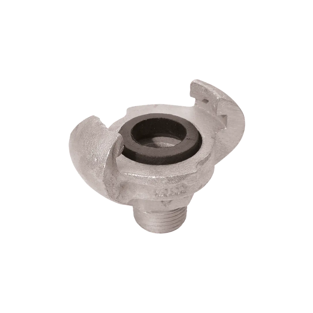 Silver Zinc Plated Iron Claw Coupler Fitting on a white background