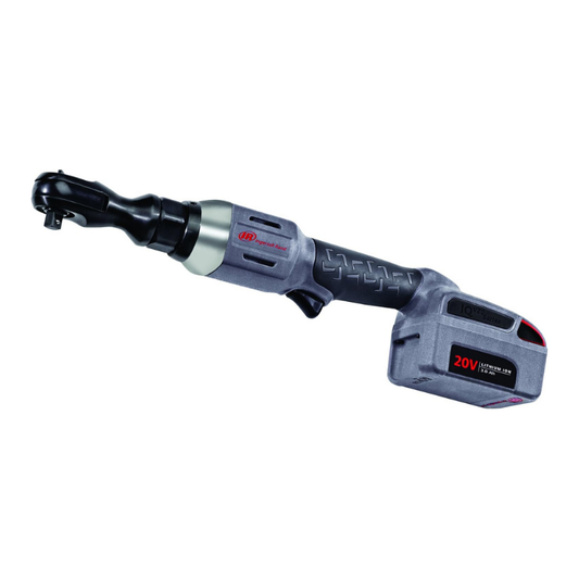 Grey Ingersoll Rand Ratchet Power Tool with red detailling and logo, bare tool, on a white background
