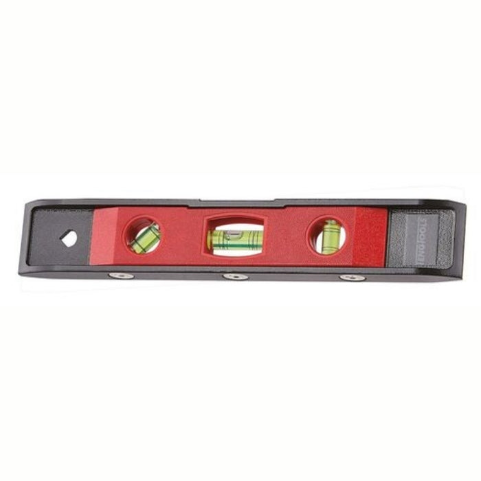 Red and Grey Teng Tools Spirit Level Torpedo on a white background
