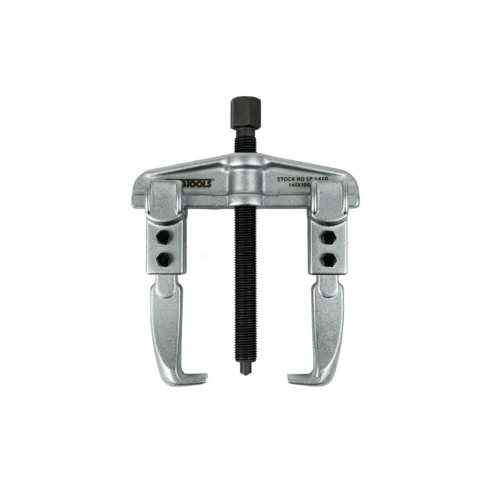 Silver and Black Teng Tools Two Arm Universal Puller with engraving of the tool details on the side, on a white background