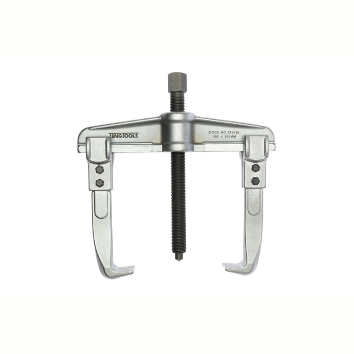 Silver and Black Teng Tools Two Arm Universal Puller with engraving of the tool details on the side, on a white background
