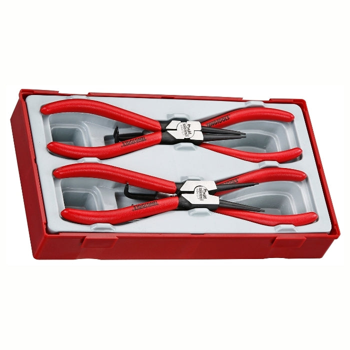 Teng Tools Circlip Plier Set 19-60mm 4 Pieces with grey and red carry case, on a white background