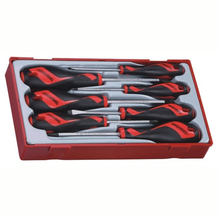 Teng Tools Screwdriver Set 7 Pieces with grey and red carry case, on a white background