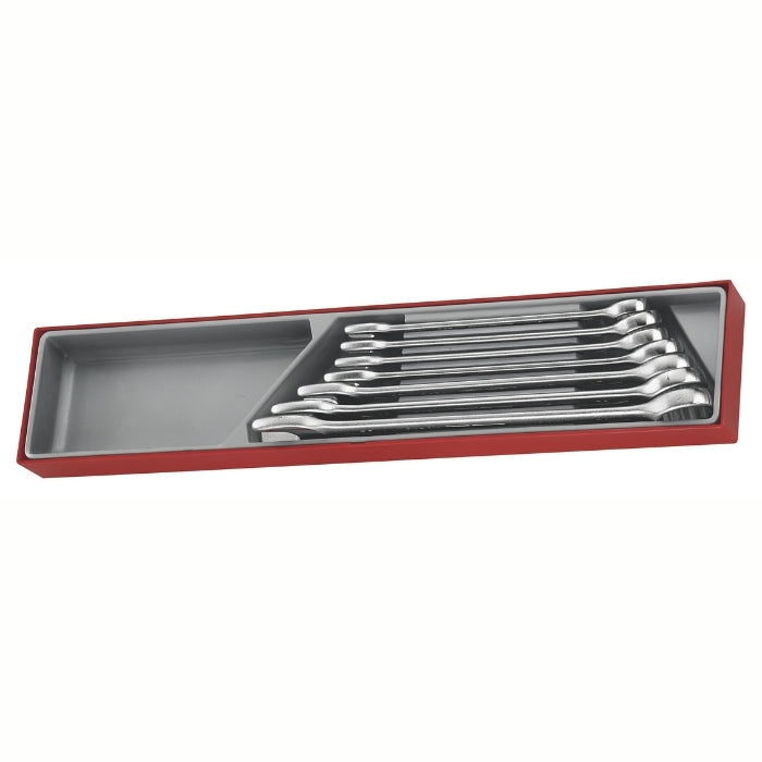 Teng Tools Combination Spanner Set with grey and red carry case, on a white background