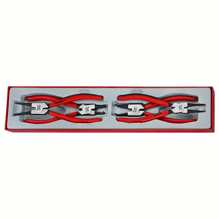 Teng Tools Circlip Plier 4 Piece Set with grey and red carry case, on a white background