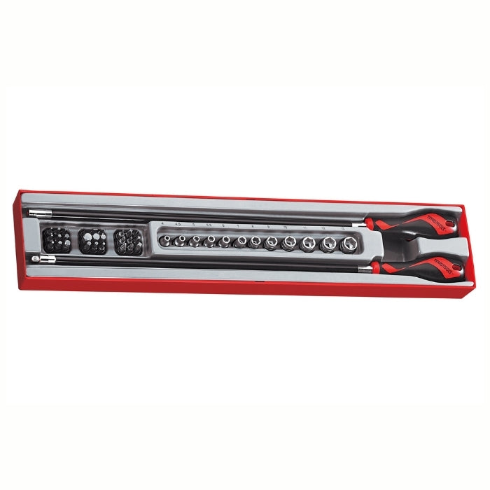 Teng Tools Socket & Bit Set 41 Pieces with grey and red carry case, on a white background