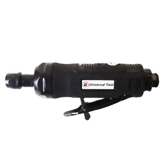 Black Universal Tools Grinder power tool with logo on the side, on a white background