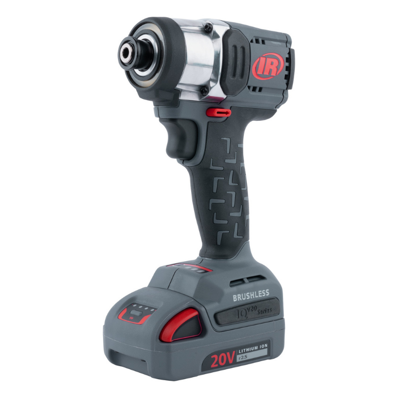 Grey and Silver Ingersoll Rand Compact Impact Tool, with red detailing and logo, bare tool on a white background