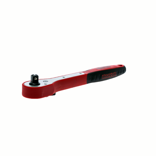 Red and Black Teng Tools 1/4" Ratchet, bare tool on a white background