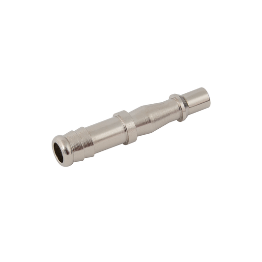 Silver Nickel Hose Tail Plug Steel Fitting on a white background