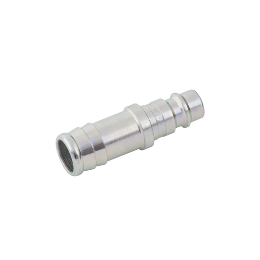 Silver Nickel Hose Tail Plug Steel Fitting on a white background