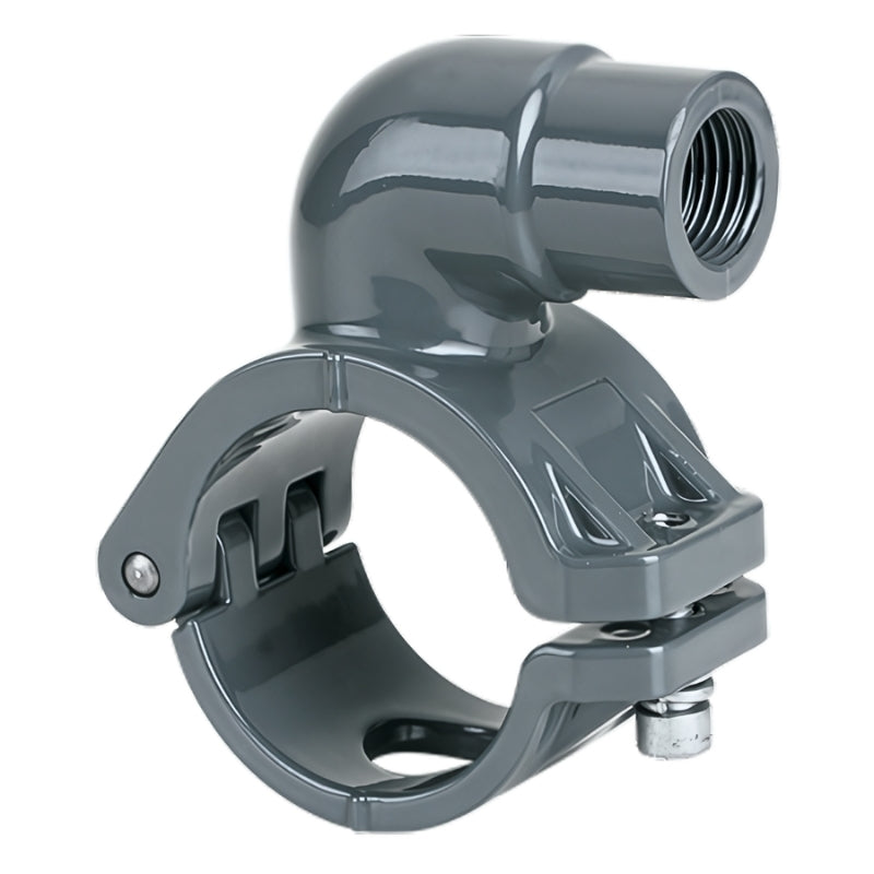 Grey Airpipe Aluminium Direct Female Thread Quick Drop, plumbing pipe connector fitting and support on a white background 