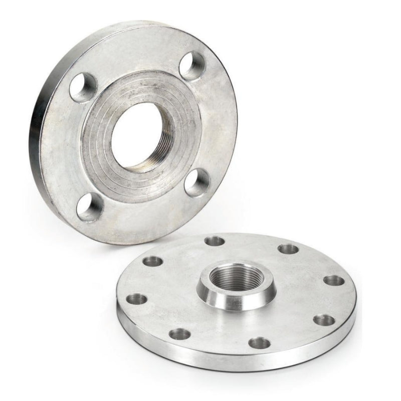 Silver Stainless Steel Airpipe Female Thread Flange, plumbing fitting and support, on a white background 