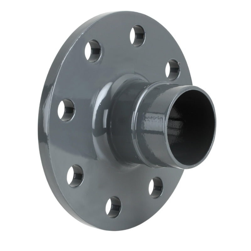 Grey Stainless Steel Airpipe Reducing Flange, plumbing fitting and support, on a white background 