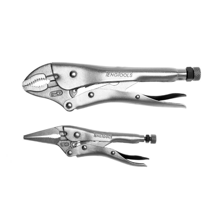 Silver Teng Tools Power Grip Pliet Set, two pliers are shown in the photo on a white background