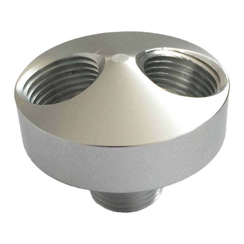 Silver Stainless Steel Airpipe Female Thread Point of Use Pipe Adaptor on a white background 