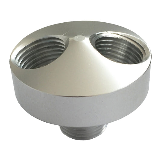 Silver Stainless Steel Airpipe Female Thread Point of Use Pipe Adaptor on a white background 