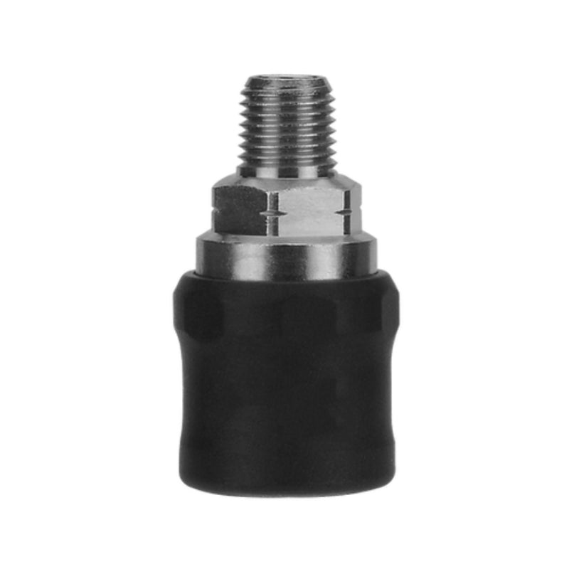 Black and Grey Airpipe Safety Coupler Pipe Connector Coupling, on a white background 