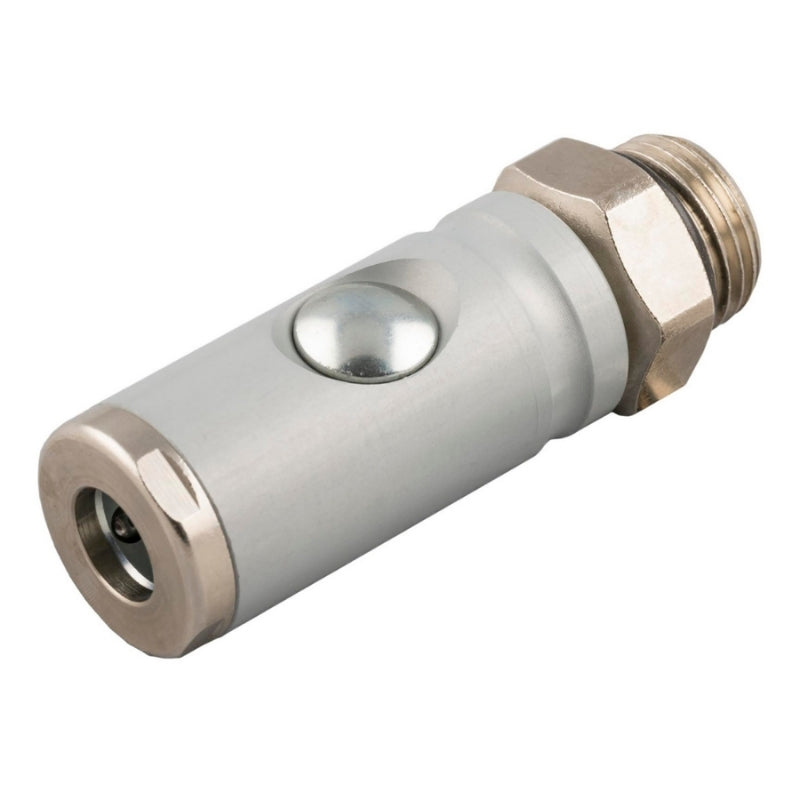 Silver Airpipe Safety Coupler Pipe Connector Coupling, on a white background 