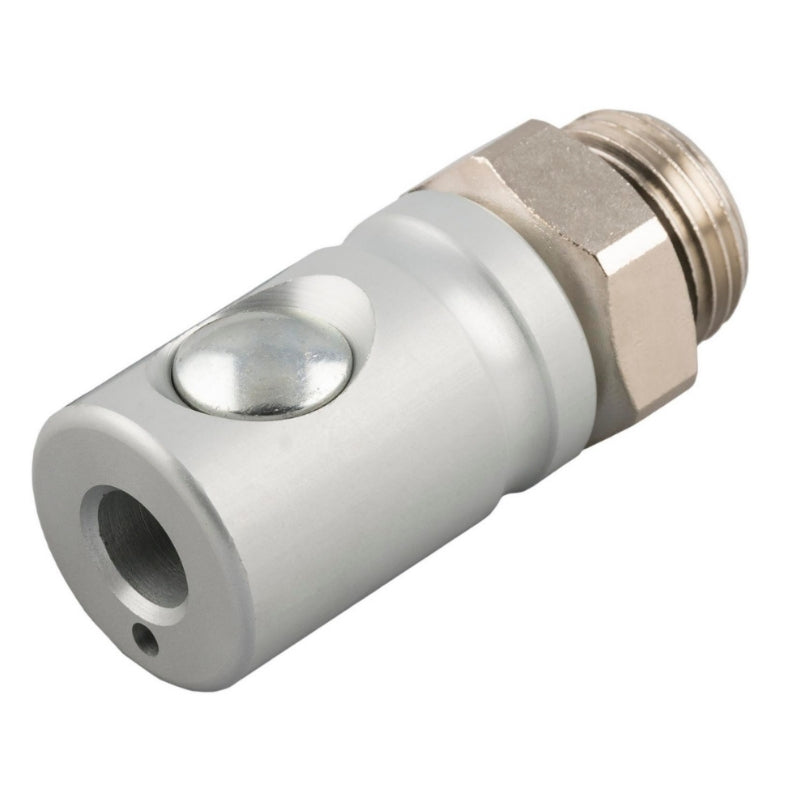 Silver Airpipe Safety Coupler Pipe Connector Coupling, on a white background 