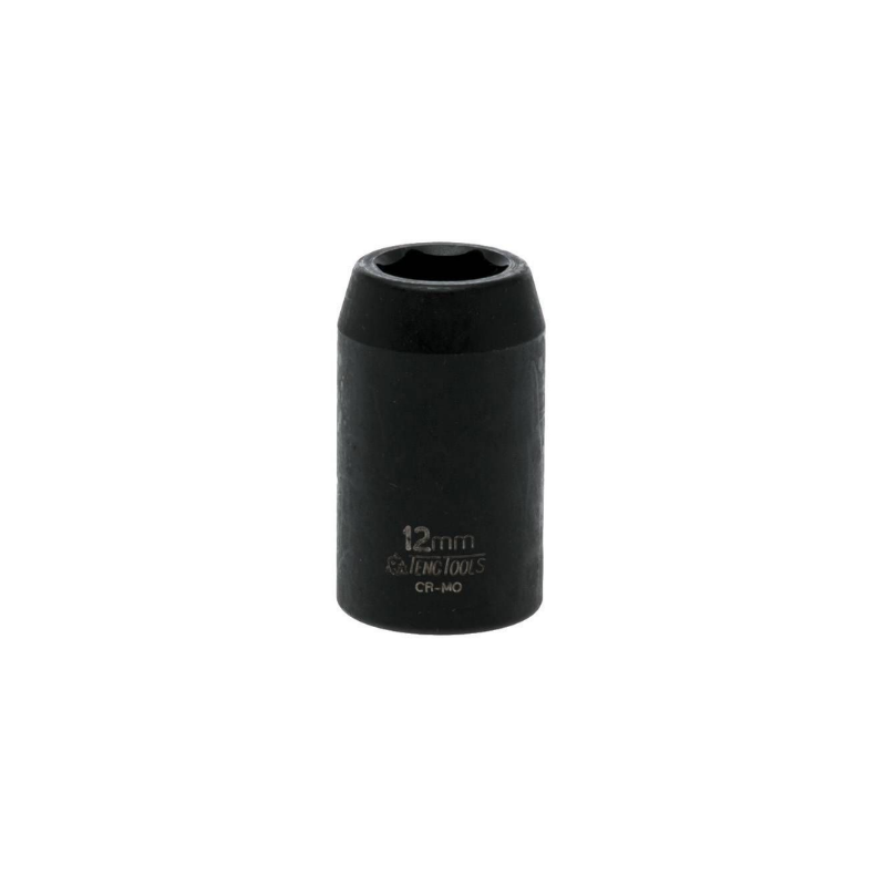 Black Teng Tools 1/2" Deep Impact Socket with engraving of tool details on the side, bare tool on a white background