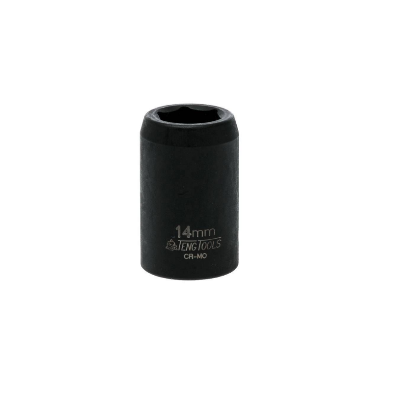 Black Teng Tools 1/2" Deep Impact Socket with engraving of tool details on the side, bare tool on a white background