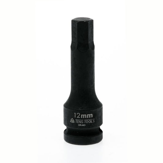 Black Teng Tools 1/2" Hex Impact Extension Bar with engraving of tool details on the side, bare tool 