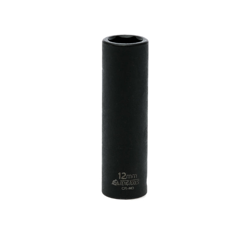 Black Teng Tools 3/8" Deep Impact Socket with engraving of tool details on the side, bare tool 