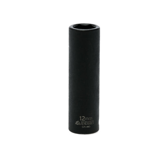 Black Teng Tools 3/8" Deep Impact Socket with engraving of tool details on the side, bare tool 