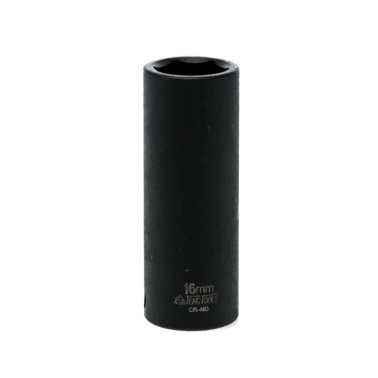 Black Teng Tools 3/8" Deep Impact Socket with engraving of tool details on the side, bare tool 