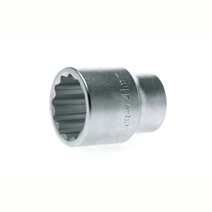 Silver Teng Tools 1" Socket 12 Point with engraving of tool details on the side, bare tool 
