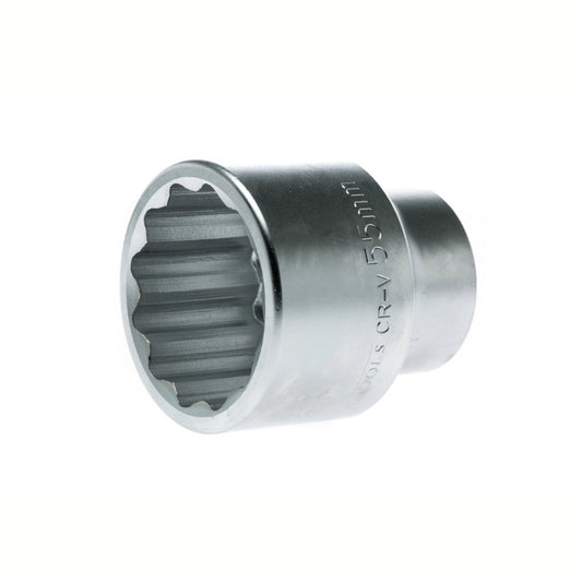 Silver Teng Tools 1" Socket 12 Point with engraving of tool details on the side, bare tool 