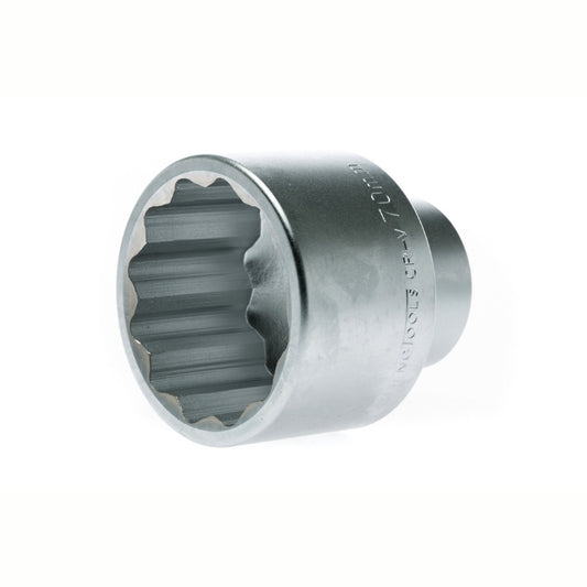 Silver Teng Tools 1" Socket 12 Point with engraving of tool details on the side, bare tool 
