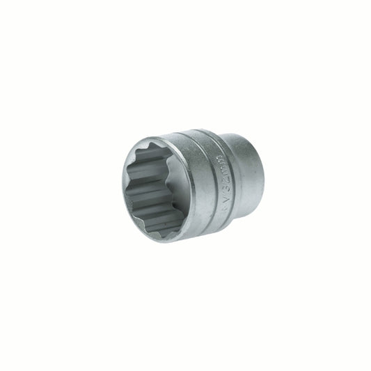 Silver Teng Tools 1/2" Socket 12 Point with engraving of tool details on the side, bare tool 