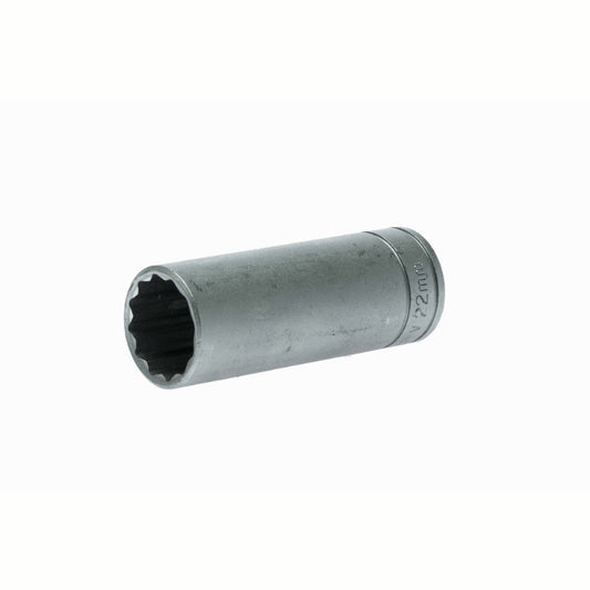 Silver Teng Tools 1/2" Deep Socket 12 Point with engraving of tool details on the side, bare tool 