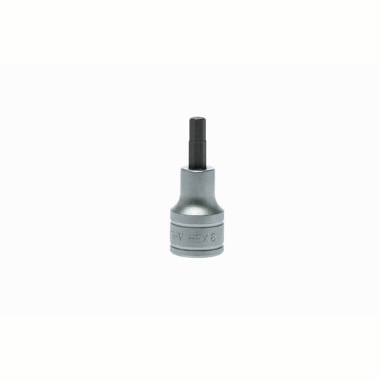 Silver and Black Teng Tools 1/2" Hex Bit Socket with engraving of tool details on the side, bare tool 