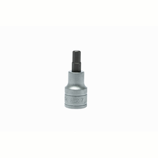 Silver and Black Teng Tools 1/2" Hex Bit Socket with engraving of tool details on the side, bare tool 
