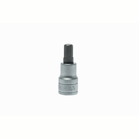 Silver and Black Teng Tools 1/2" Hex Bit Socket with engraving of tool details on the side, bare tool 