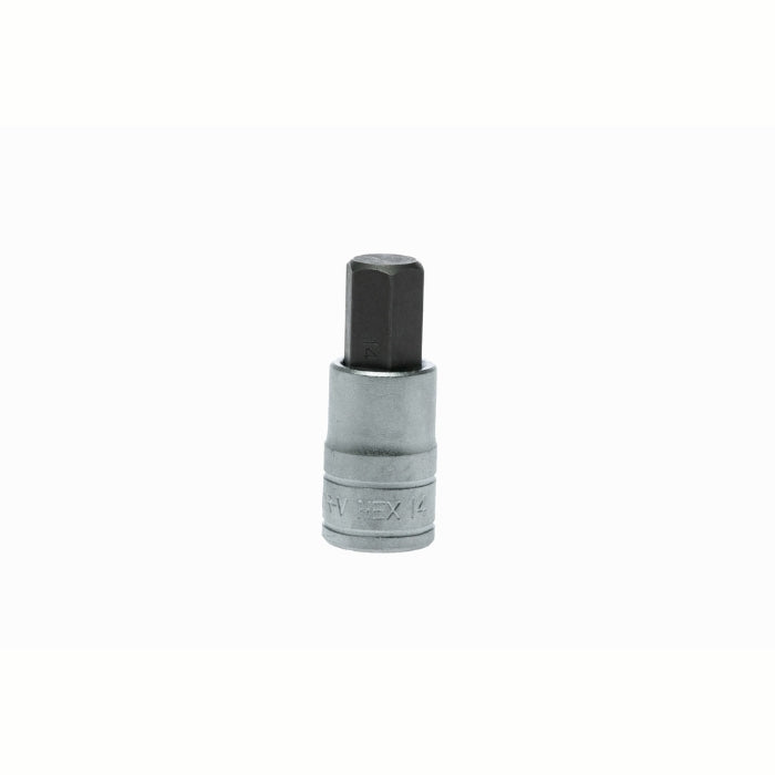 Silver and Black Teng Tools 1/2" Hex Bit Socket with engraving of tool details on the side, bare tool 