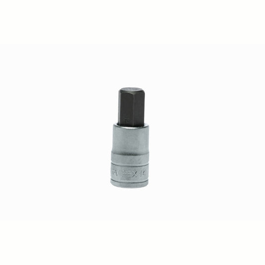 Silver and Black Teng Tools 1/2" Hex Bit Socket with engraving of tool details on the side, bare tool 