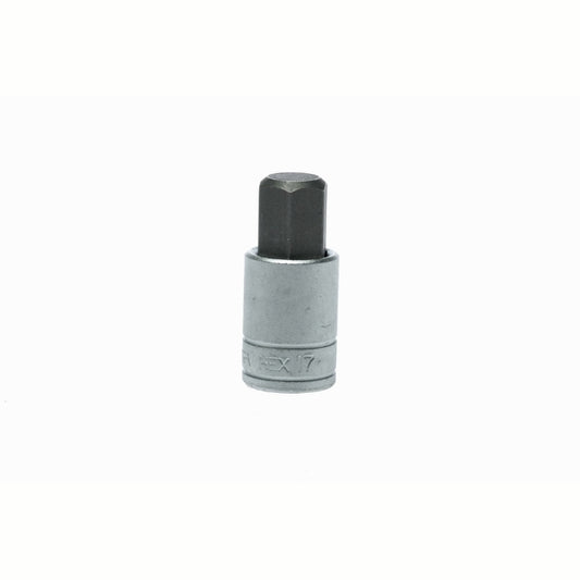 Silver and Black Teng Tools 1/2" Hex Bit Socket with engraving of tool details on the side, bare tool 