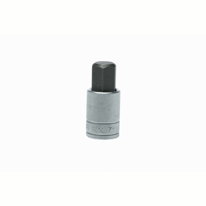 Silver and Black Teng Tools 1/2" Hex Bit Socket with engraving of tool details on the side, bare tool 