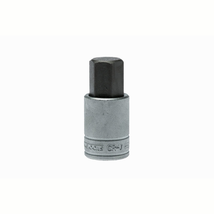 Silver and Black Teng Tools 1/2" Hex Bit Socket with engraving of tool details on the side, bare tool 