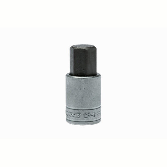 Silver and Black Teng Tools 1/2" Hex Bit Socket with engraving of tool details on the side, bare tool 