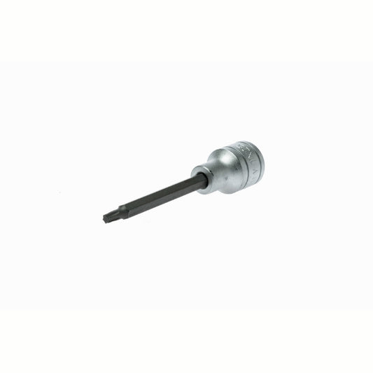Silver and Black Teng Tools 1/2" Long Hex Bit Socket with engraving of tool details on the side, bare tool 