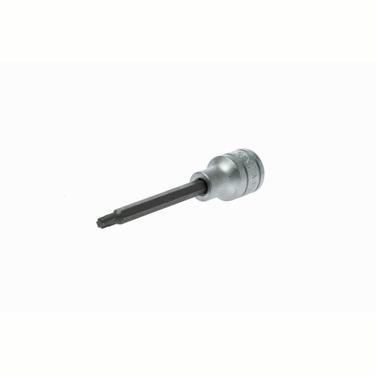 Silver and Black Teng Tools 1/2" Long Hex Bit Socket with engraving of tool details on the side, bare tool 