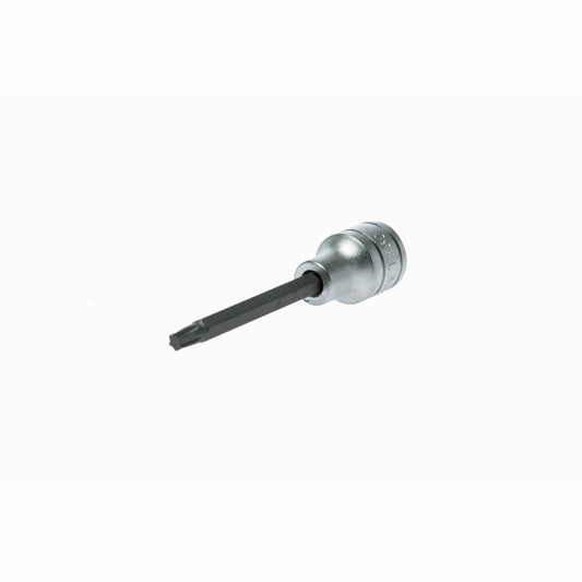 Silver and Black Teng Tools 1/2" Long Hex Bit Socket with engraving of tool details on the side, bare tool 