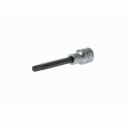 Silver and Black Teng Tools 1/2" Long Hex Bit Socket with engraving of tool details on the side, bare tool 
