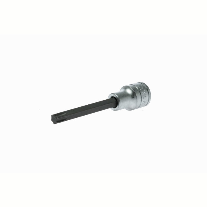 Silver and Black Teng Tools 1/2" Long Hex Bit Socket with engraving of tool details on the side, bare tool 