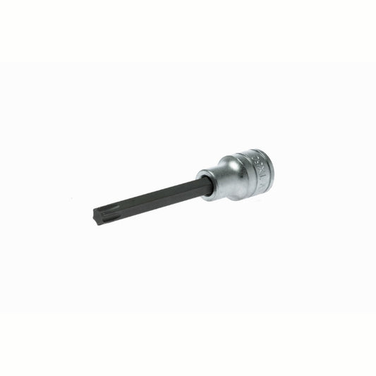 Silver and Black Teng Tools 1/2" Long Hex Bit Socket with engraving of tool details on the side, bare tool 